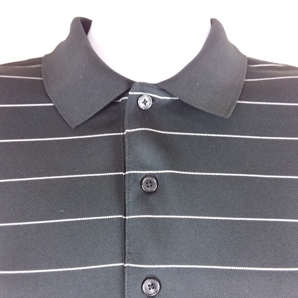 Greg Norman Golf Shirt Polo S/S Black White Stripe - Picture 2 of 6